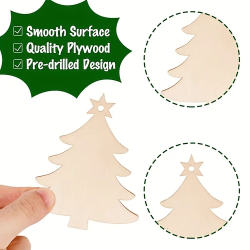 

30pcs DIY Wooden Christmas Ornaments Unfinished Predrilled Wooden Circles For Crafts Centerpieces Christmas Hanging Decorations In 10 Shapes