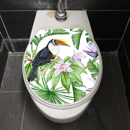 

1 peça adesivos decorativos de parede para assento de vaso sanitário de animal tropical adesivos removíveis para banheiro.