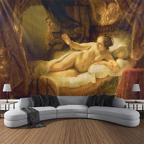 

Rembrandt Painting Hanging Tapestry Wall Art Large Tapestry Mural Decor Photograph Backdrop Blanket Curtain Home Bedroom Living Room Decoration