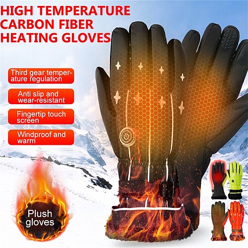 

Unisex Electric Heating Gloves Thickened Warm Waterproof Heated Gloves Autumn Winter Outdoor Cycling Skiing Non-slip Sports Gloves