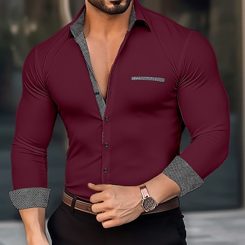 

Homme Chemise Chemise boutonnée Chemise décontractée Noir Blanche Vin Bleu clair manche longue Bloc de couleur Revers du quotidien Vacances Patchwork Vêtement Tenue Mode Décontractées Confortable