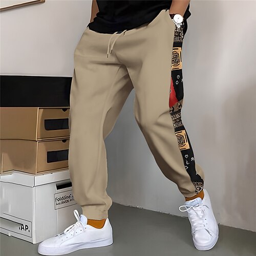 

Homme Joggings Pantalon Jogging Pantalon Jogger Pantalon Patchwork Cordon Taille elastique Bloc de couleur Confort Respirable Casual du quotidien Vacances Sportif Mode Noir Blanche