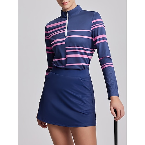 

Mujer Camisas de polo Azul Marino Oscuro Manga Larga Protección Solar Camiseta Rayas Ropa de golf Ropa Trajes Ropa Ropa