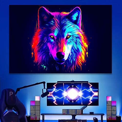 

Animals Wall Art Canvas Colorful Wolf Prints and Posters Portrait Pictures Decorative Fabric Painting For Living Room Pictures No Frame