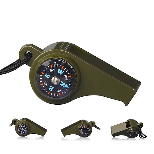 3 in 1 Emergency Survival Whistle,Compass,Thermometer,Referee