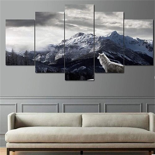 

5 Panels, Wandkunst, Leinwand, Landschaft, der König des Berges, Drucke, Poster, Malerei, Heimdekoration, Wandbehang, Geschenk, gerollte Leinwand, ohne Rahmen, ungerahmt, ungedehnt