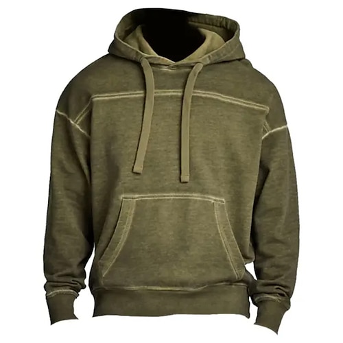 

Men's Hoodie Army Green Hooded Plain Patchwork Pocket Sports Outdoor Daily Holiday Streetwear Cool Casual Spring Fall Clothing Apparel Hoodies Sweatshirts