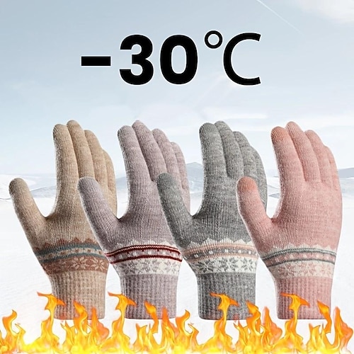 

Guantes cálidos de invierno para pantalla táctil, guantes de punto elásticos para mujer, guantes de dedo completo, guantes de invierno tejidos para mujer