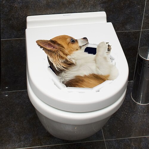 

1 peça de decoração de assento de vaso sanitário para cachorro engraçado adesivos de parede removíveis para banheiro.