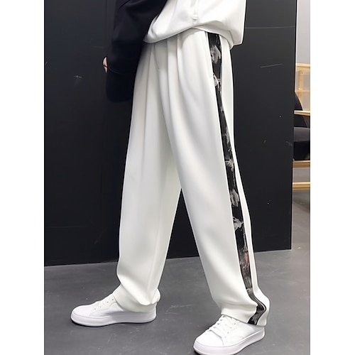 

Men's Dress Pants Trousers Suit Pants Button Pocket Straight Leg Plain Comfort Breathable Outdoor Daily Going out Fashion Casual Black White