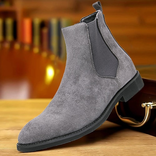 

Men's Boots Chelsea Boots Formal Shoes Dress Shoes Walking Vintage Daily PU Warm Loafer Gray Fall Winter