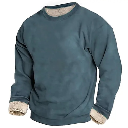 

Hombre Sudadera Ropa sherpa Azul Piscina Cuello Barco Plano Deporte Diario Festivos Vintage Ropa de calle Casual Otoño invierno Ropa Sudaderas con capucha Sudaderas