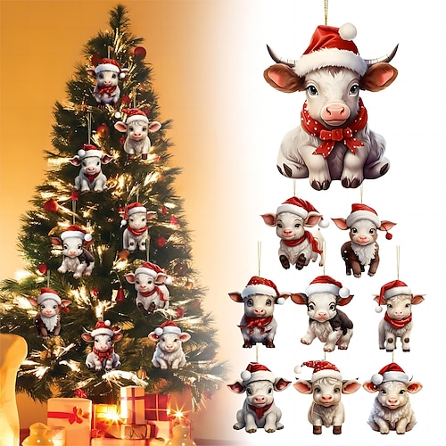 

Adornos de árbol de Navidad colgantes, decoraciones acrílicas 2d, adornos navideños 2023, artesanías, adornos colgantes, suministros festivos para fiestas de Año Nuevo, decoración colgante para