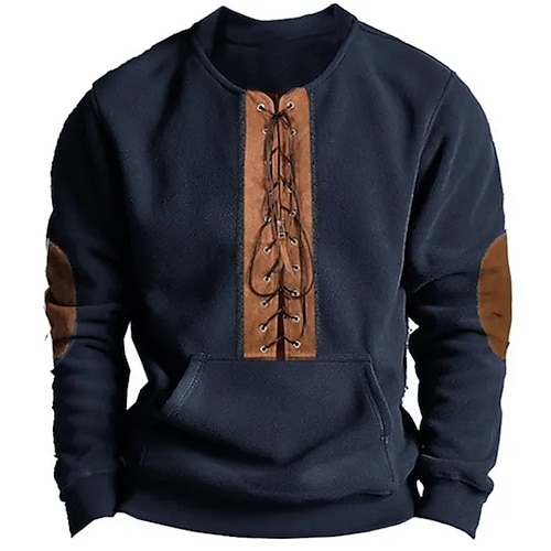 

Hombre Sudadera Azul Marino Henley Bloque de color Acordonado Retazos Deporte Diario Festivos Ropa de calle Casual Vellón fino Otoño invierno Ropa Sudaderas con capucha Sudaderas