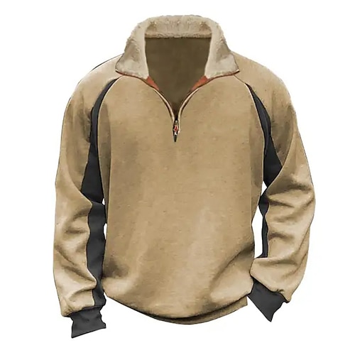 

Hombre Sudadera Sudadera con un cuarto de cremallera Marrón Media cremallera Plano Retazos Deporte Diario Festivos Ropa de calle Básico Casual Primavera Otoño Otoño invierno Ropa Sudaderas con