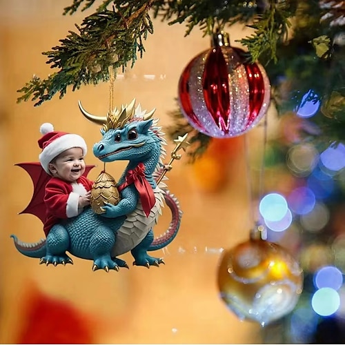 

Porte-clés dinosaure de noël, pendentif de décoration d'arbre de noël de jardin, décoration intérieure de voiture, accessoires de sac