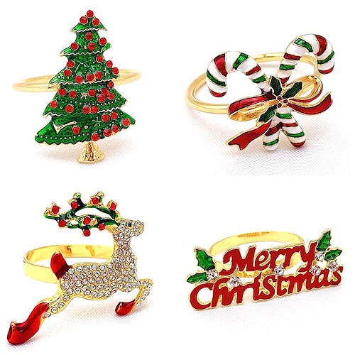 

12pcs Christmas Napkin Buckle Small Deer Napkin Ring Napkin Ring Cloth Ring Alloy Cloth Ring