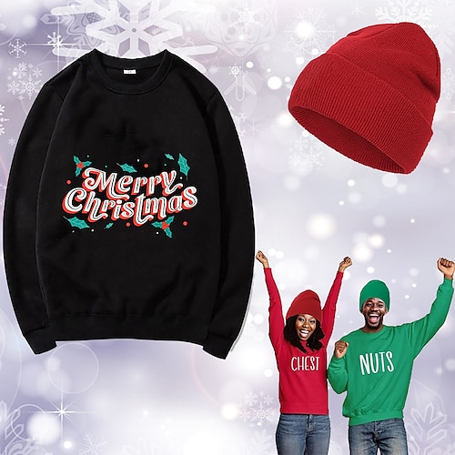 

Weihnachten Weihnachtsmann Mützen Weihnachtsstrickjacke Pullover Bedruckt Grafik oben Hut Für Herren Damen Unisex Erwachsene Heißprägen 100% Polyester Party Festival