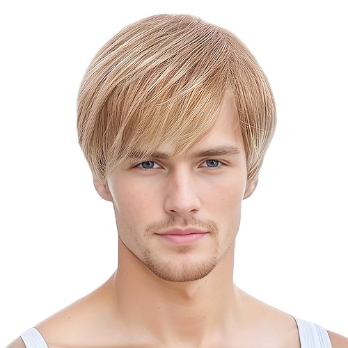 

Herrenperücke kurze Herrenperücken Herrenperücke Natursynthetik Vollperücke (Ombre Blond)