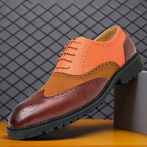 

Herren Outdoor Derby-Schuhe Retro Formale Schuhe Bullock Schuhe Wanderschuhe Brautkleider schlicht Täglich Leder Komfortabel Stiefeletten / Stiefeletten Halbschuhe Schwarz Orange Grün Frühling Herbst