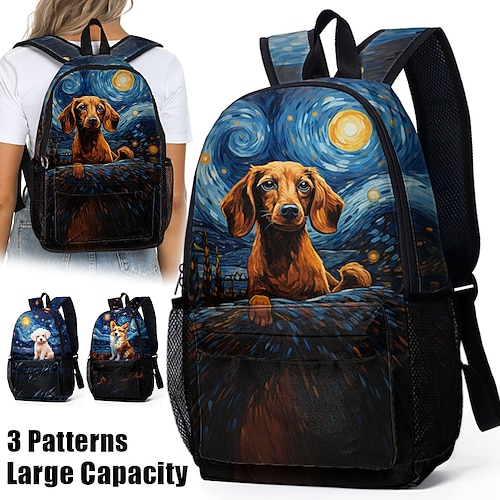 

Mujer mochila Mochila Escolar 3D mochila Escuela Exterior Diario Perro Cielo / Galaxia Poliéster Gran Capacidad Ligero Duradero Cremallera Impresión Azul Marino Azul Real Azul Oscuro