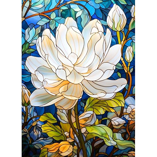 

1pc floral diy pintura diamante vidro cristal pintado branco floral pintura diamante artesanato casa presente sem moldura