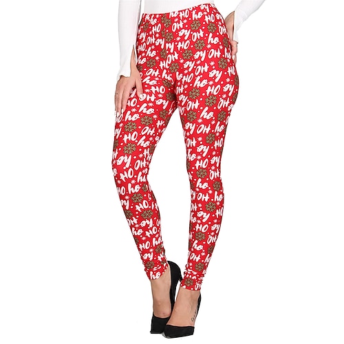 

Papai Noel Leggings Calça Jogger Mulheres Natal Natal Noite de Natal Adulto Natal Véspera de Ano Novo Poliéster Lycra Spandex Calças