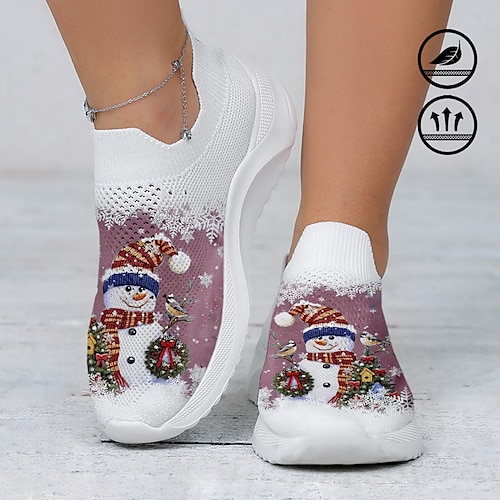 

Damen Turnschuhe Slip-Ons Schuhe bedrucken Weihnachtsschuhe Übergrössen Outdoor Weihnachten Täglich Sommer Winter Flacher Absatz Runde Zehe Geschlossene Spitze Modisch Brautkleider schlicht Rennen