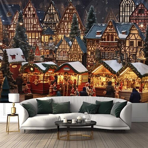 

Weihnachtsmarkt, hängender Wandteppich, Wandkunst, Weihnachten, großer Wandteppich, Wanddekoration, Fotografie, Hintergrund, Decke, Vorhang, Zuhause, Schlafzimmer, Wohnzimmer, Dekoration