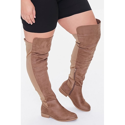 

Damen Stiefel Weite Wadenstiefel Wildlederschuhe Übergrössen Outdoor Täglich Stiefel über Knie Flacher Absatz Runde Zehe Elegant Urlaub Vintage Wildleder Reißverschluss Schnürsenkel Feste Farbe