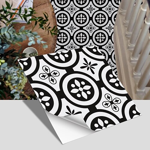 

4pcs Vinyl Tile Stickers Peel And Stick Home Decoration Wallpaper Peel And Stick Wall Stickers Thickened Waterproof Non-Slip Wear-Resistant Self-Adhesive Floor Stickers 20x20cm/30x30cm