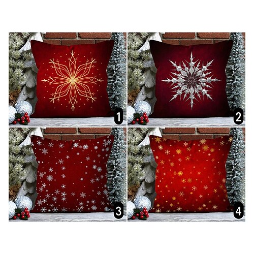 

Copos de nieve navideños, funda de almohada decorativa de Navidad, 1 pieza, funda de cojín cuadrada suave, funda de almohada para dormitorio, sala de estar, sofá, silla