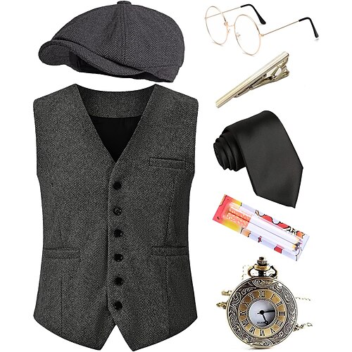 

Rétro Vintage Les rugissantes années 20 1920s Tenue Veste Gatsby le magnifique Gentilhomme Homme Cosplay Costume Halloween Carnaval Fête / Soirée Mascarade Gilet