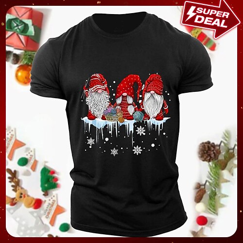 

Papá Noel Navidad Gris brezo Negro Rojo Camiseta Hombre Gráfico Mezcla de Algodón Camisa Deportes Clásico Camisa Manga Corta Camiseta cómoda Deporte Festivos Verano Ropa de diseñador de moda S M L XL