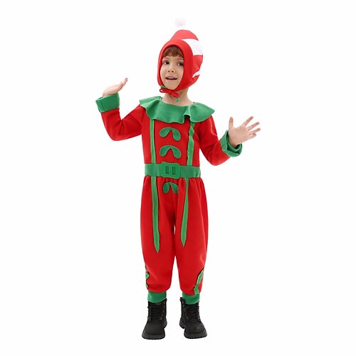 

Elf Christmas Trees Christmas Hat Cosplay Costumes Boys Girls' One Piece Christmas Christmas Eve Kid's Christmas Polyester Hat Onesie