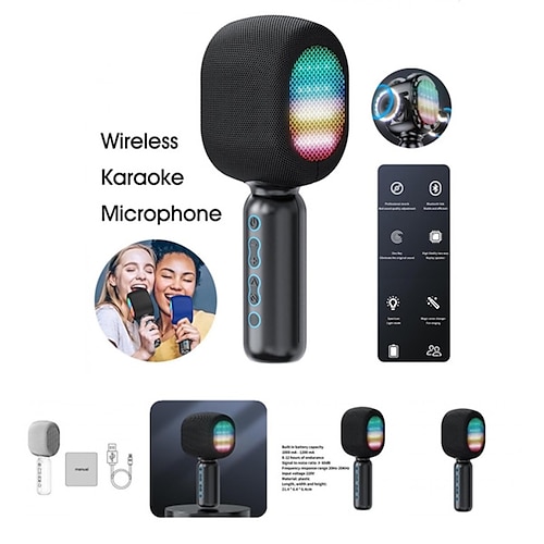 

Microphone en direct intelligent, suppression du bruit, prise en charge de la carte tf, portable, sans fil, karaoké, lecteur ktv pour chanter