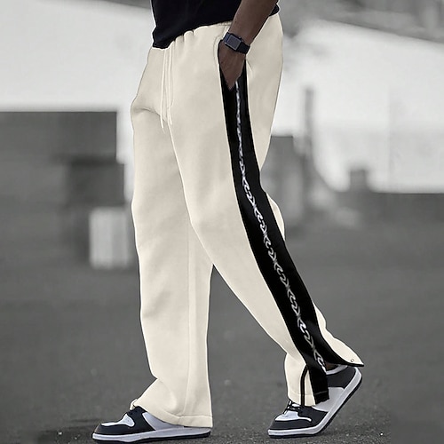 

Men's Sweatpants Joggers Straight Leg Sweatpants Pocket Drawstring Elastic Waist Color Block Comfort Breathable Outdoor Daily Going out Fashion Casual Black White