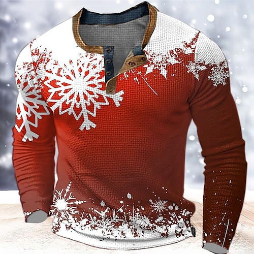 

Graphic Motif de flocon de neige Mode Design Décontractées Homme 3D effet Chemise Henley Shirt T-shirt gaufré Sport extérieur Vacances Festival Noël T-shirt Bleu Rouge Orange manche longue Henley