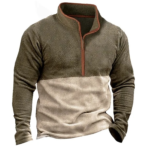 

Hombre Sudadera Sudadera con un cuarto de cremallera Marrón Media cremallera Bloque de color Retazos Deporte Diario Festivos Ropa de calle Casual Vellón fino Otoño invierno Ropa Sudaderas con capucha