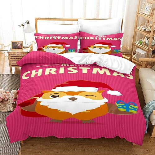 

Natal natal papai noel conjunto de cama conjunto de capa de edredão, 7 peças capa de edredom com fecho de zíper macio microfibra festival presentes de cama decoração de natal para casa