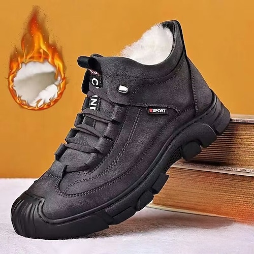 

Hombre Botas Zapatos De Vestir Botas de invierno Forro de Lana Casual Exterior Diario PU Templado Transpirable Cómodo Mocasín Negro Gris Bloque de color Otoño Invierno