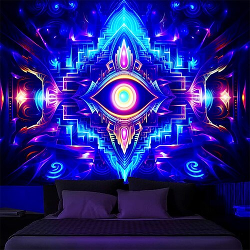 

Schwarzlicht-Wandteppich, UV-reaktives Leuchten im Trippy-Mandala, Bohemian-Stil, neblige Naturlandschaft, hängender Wandteppich, Wandkunst-Wandbild für Wohnzimmer und Schlafzimmer