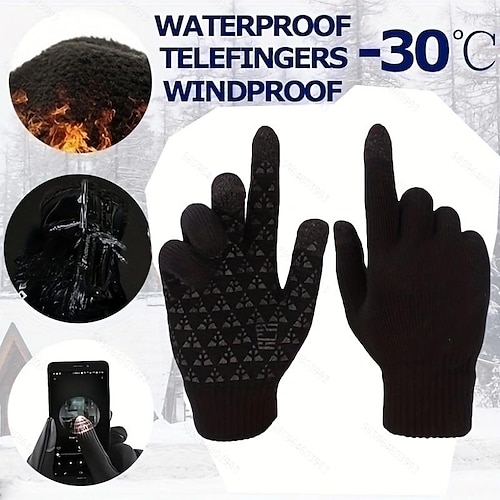 

Winter Warm Fashion Unisex Fleece Outdoor Sports Waterproof Windproof Riding Bicycle Motorcycle Skiing Hiking Touch Screen Gloves Athletic Gloves