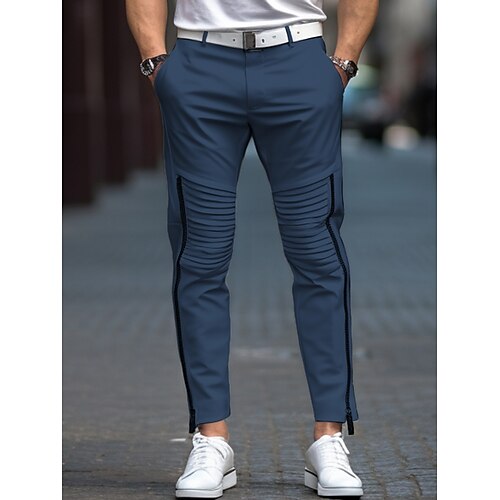 

Herren Hose Hosen Chinesisch Chino Chino Hosen Gefaltet Zip Glatt Komfort Atmungsaktiv Outdoor Täglich Ausgehen Baumwollmischung Modisch Brautkleider schlicht Schwarz Weiß