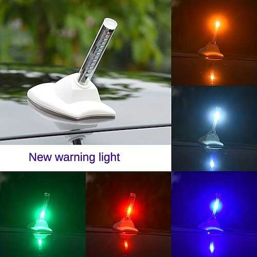 

13 LEDs Solar-Powered Car Anti-Collision Warning Flashing Lights Shark Fin Aerial Strobe Light -Enhance Safety Visibility With Bright Flashing Lights