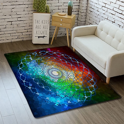 

Mandala-Boho-Bohemien-Teppich für Wohnzimmer, rutschfeste Bodenmatte, Nachttisch, Wohnzimmer, Schlafzimmer, drinnen und draußen