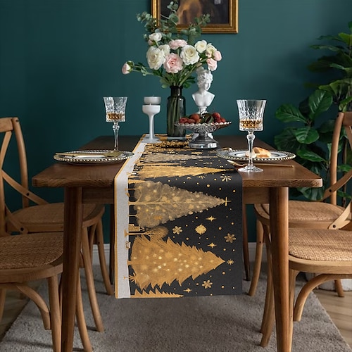 

Corredor de mesa de natal, sazonal inverno natal feriado cozinha decoração de mesa de jantar para interior ao ar livre decoração de festa em casa