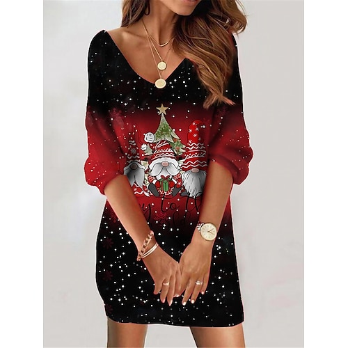 

Per donna Abito di Natale Abito in felpa Mini abito Caldo Attivo Esterno Natale Da mare A V Stampa Babbo Natale Morbido Giallo Vino Blu S M L XL XXL