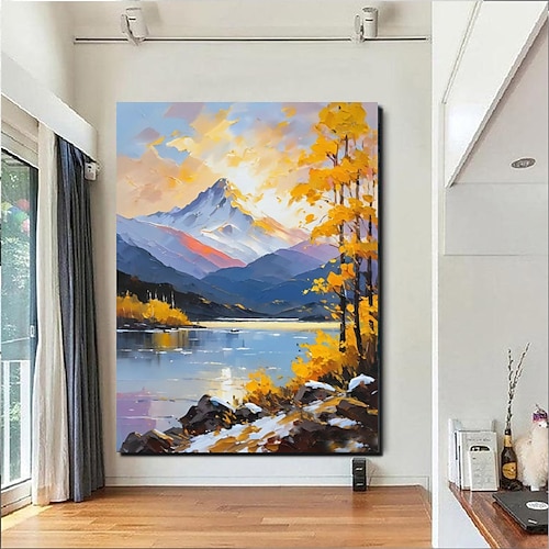 

Handmade oil painting CanvasWall art decoration Abstract knife painting Landscape snow scenery Used for home Decoration Rolling Frameless and Unstretched Painting