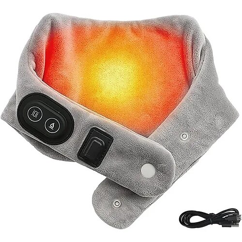 

Envoltura calentada para el cuello para aliviar el dolor de cuello, almohadilla térmica para el cuello alimentada por USB con vibraciones, calentador eléctrico para el cuello, 3 calor ajustes de